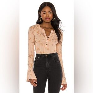 FREE PEOPLE Layer Me Henley in Just Peachy Combo, Size XS